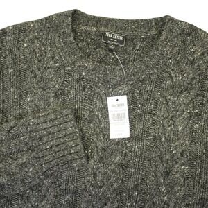 NEW Todd Snyder Sweater Mens S Gray Donegal Cable Knit Crewneck Merino Alpaca